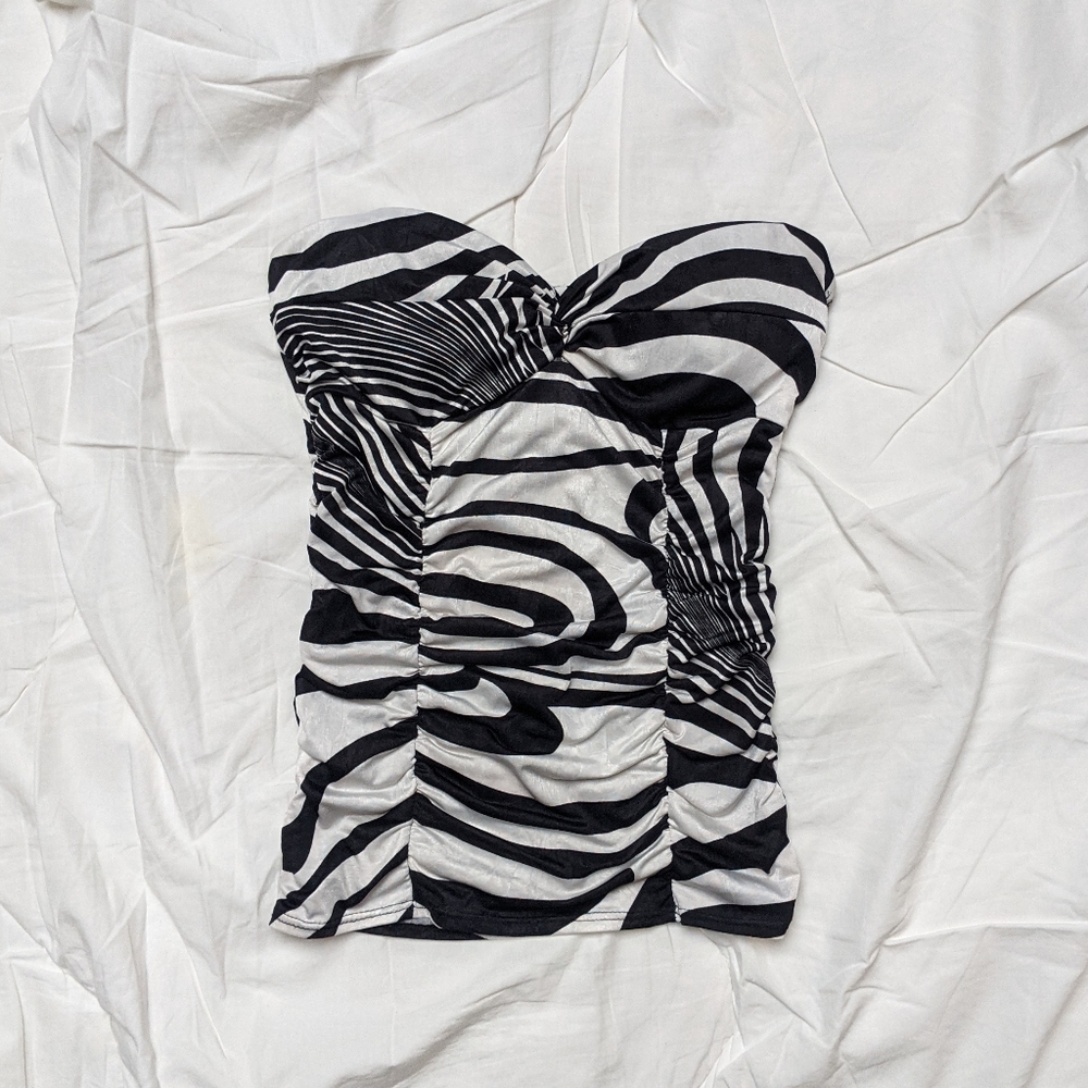 Vintage made in USA swirl pattern strapless clubbing top